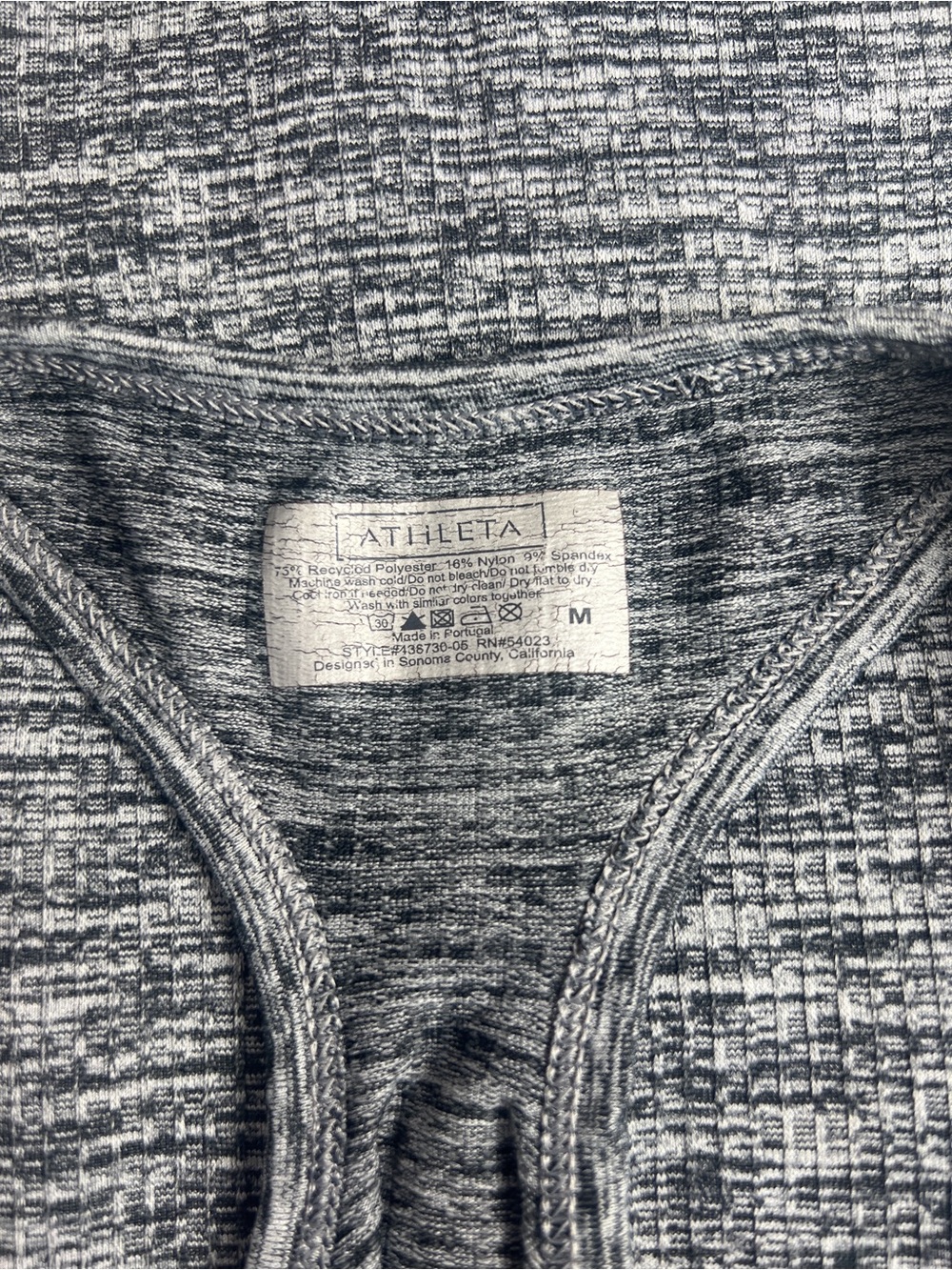 Athleta Womens Renew Racerback Ribbed Tank Top in Gray /Black Space Dye Workout - Picture 5 of 5